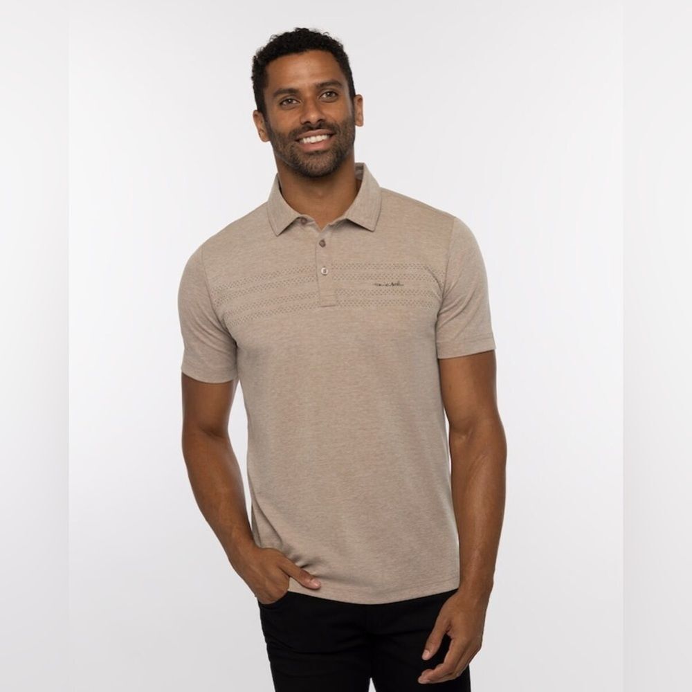 LIKE NEW TRAVIS MATHEW WOODLAND POLO TAN SIZE XXL